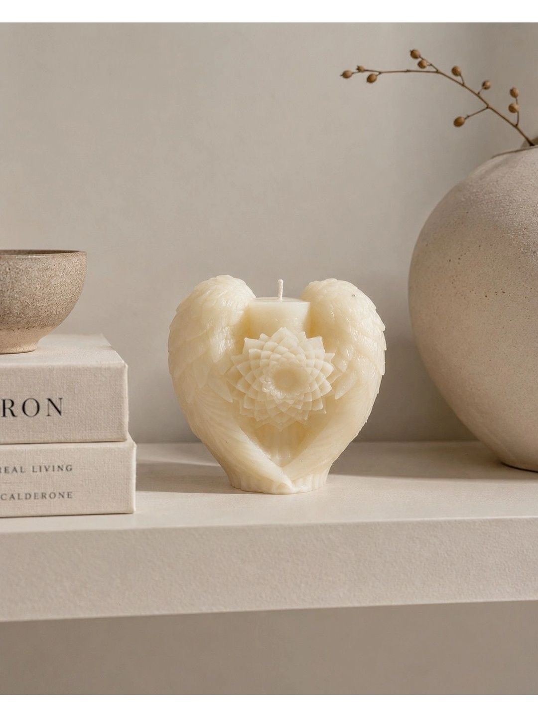 Grey Exim White & Cream-Coloured 1 pieces Pillar Candle-picture-11