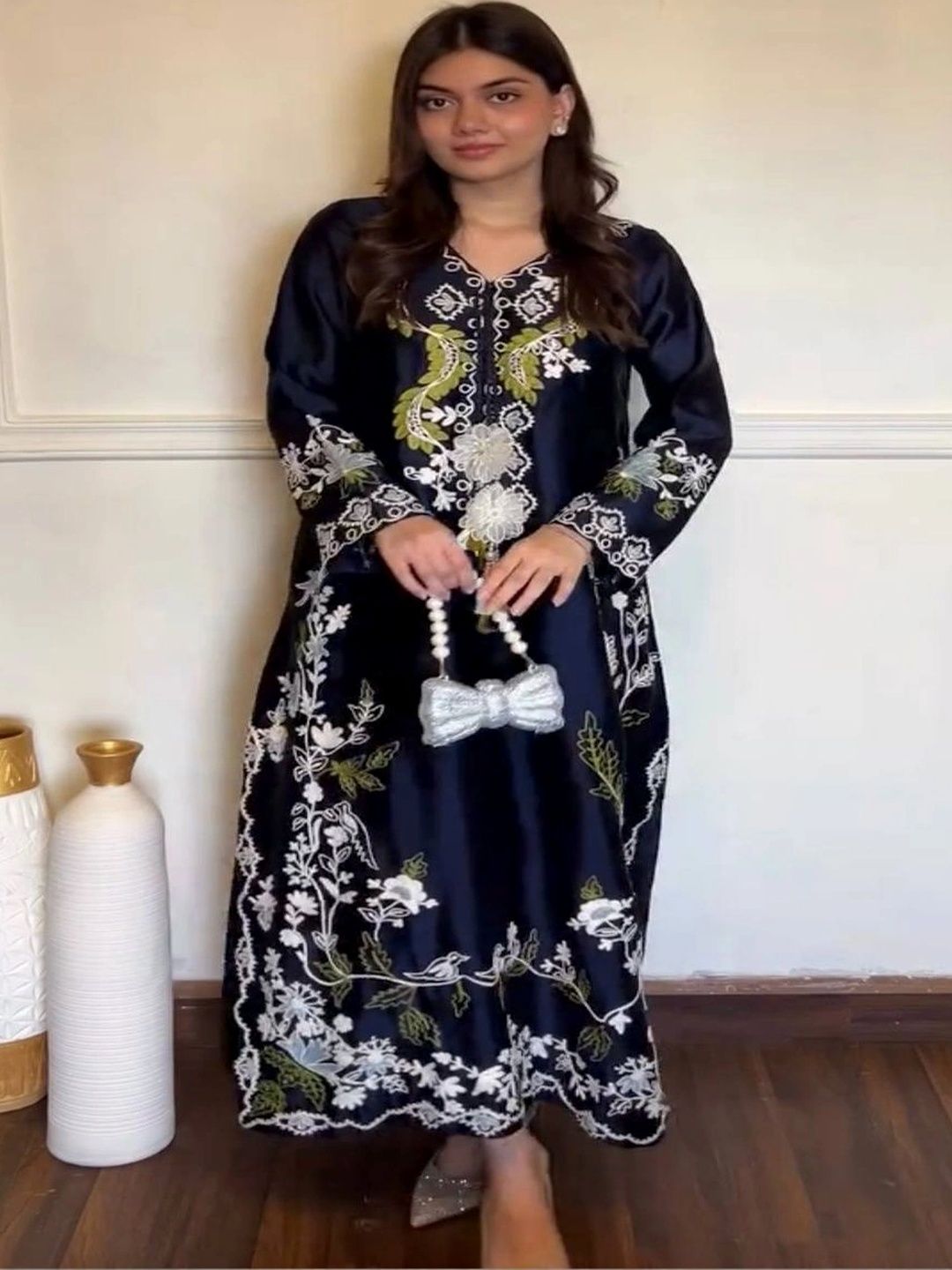 Apexaura Floral Embroidered Satin Maxi Dress-picture-37