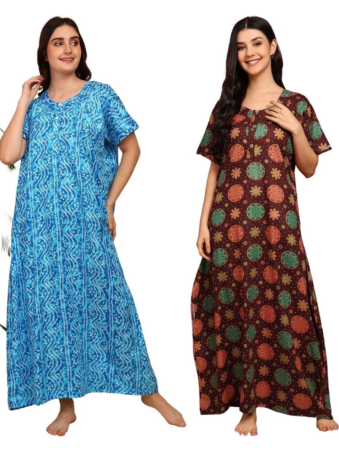 YUKATA Women Pack of 2 Printed Maxi Nightdress-picture-13