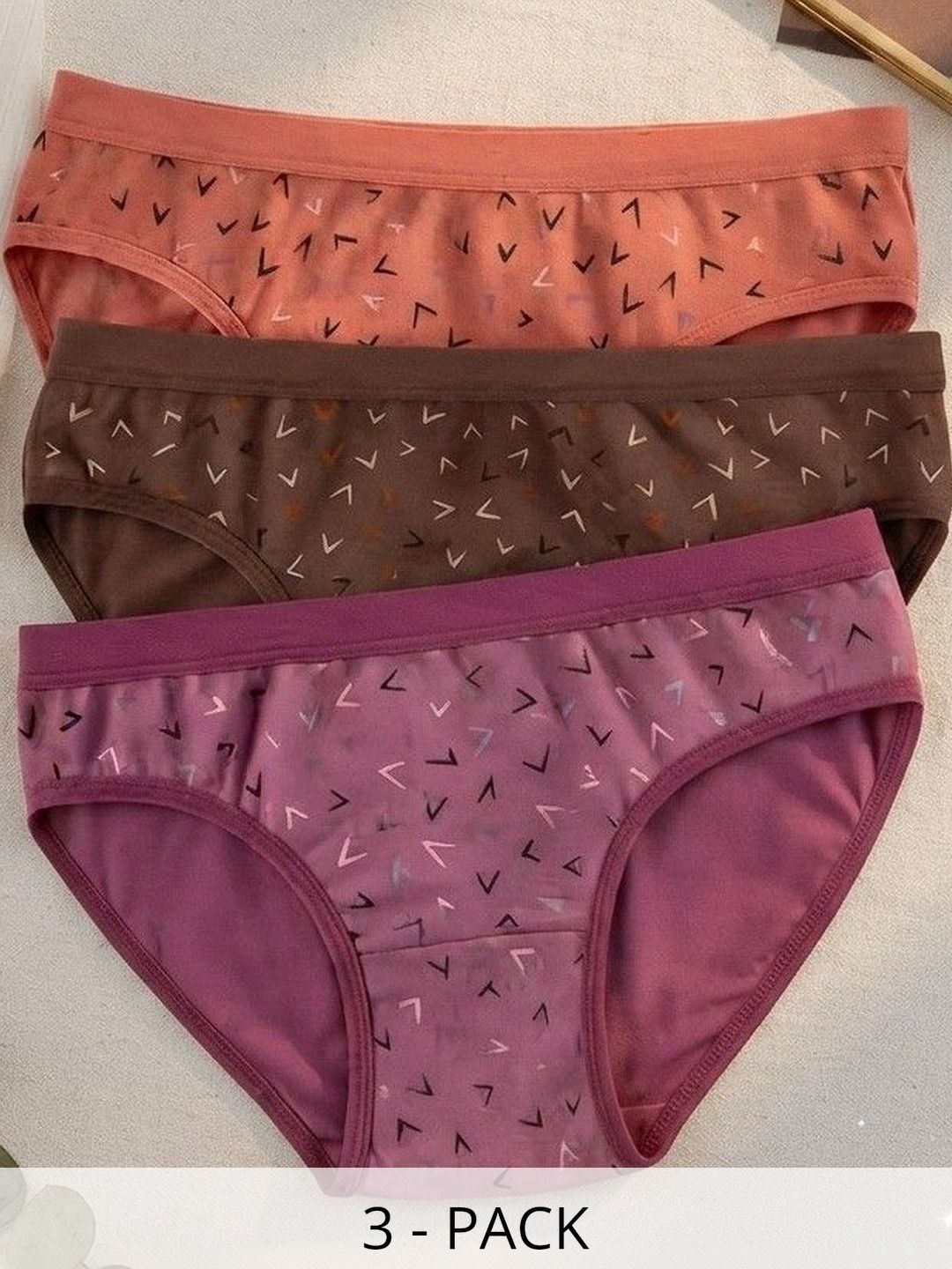 Swenson Women Pack of 3 Printed Seamless Assorted Cotton Bikini-picture-43