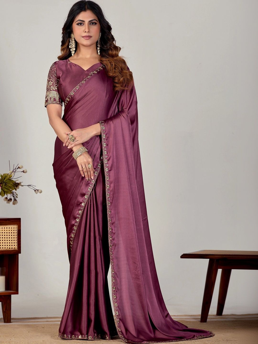 Mitera Embroidered Satin Designer Saree-picture-19