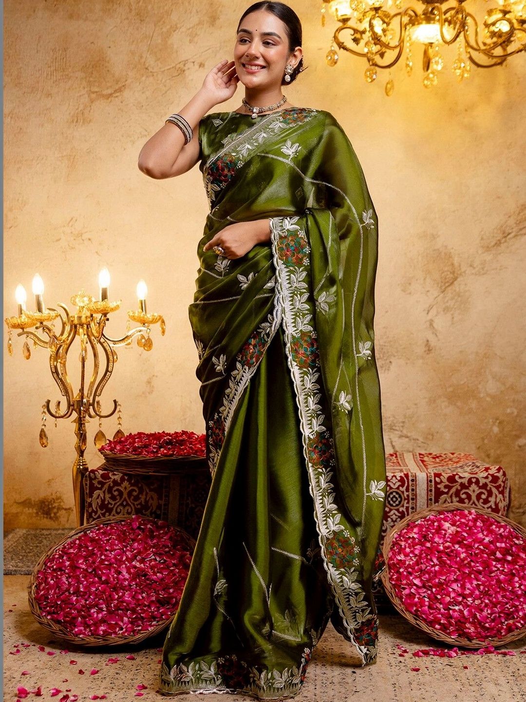 SAARA Floral Embroidered Saree-image-21