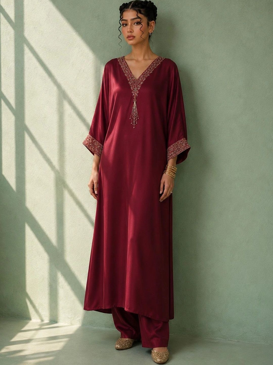 Anouk Women Ethnic Motifs Embroidered Regular Thread Work Kurta with Trousers-image-22