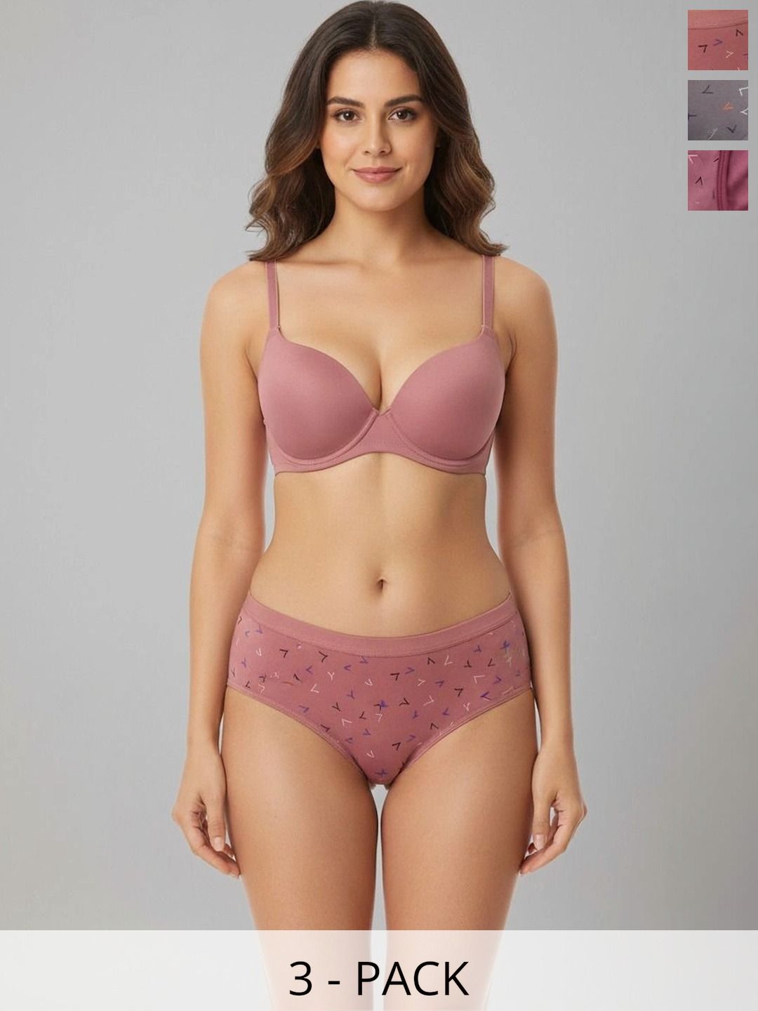 Swenson Women Pack of 3 Printed Seamless Assorted Cotton Bikini-picture-22