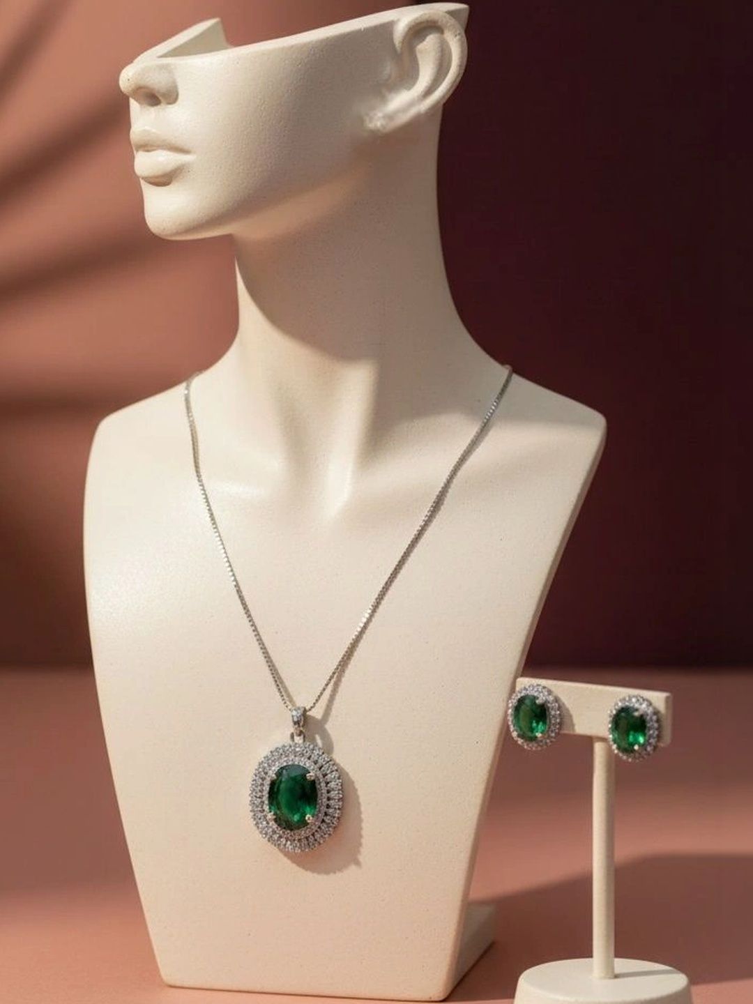 ADITYA COLLECTION Silver-Plated Stone-Studded Necklace and Earrings-image-48