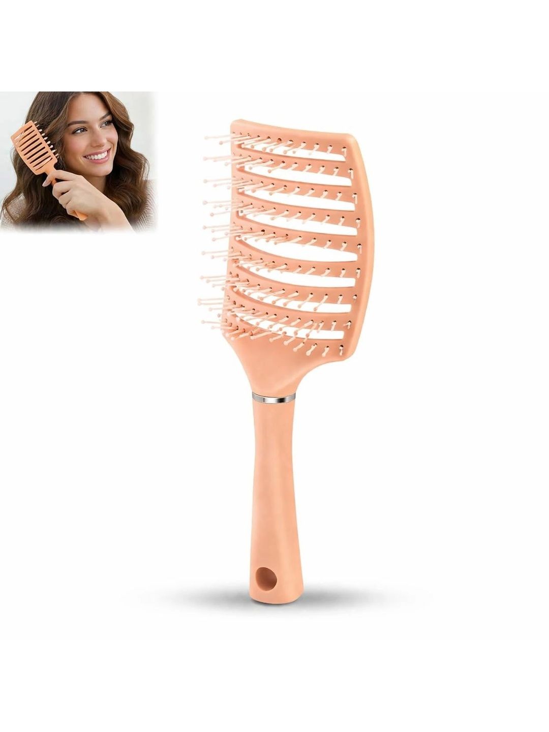 GLAMEZONE Ergonomic Styling Hair Brush with Soft Rounded Bristles-image-24