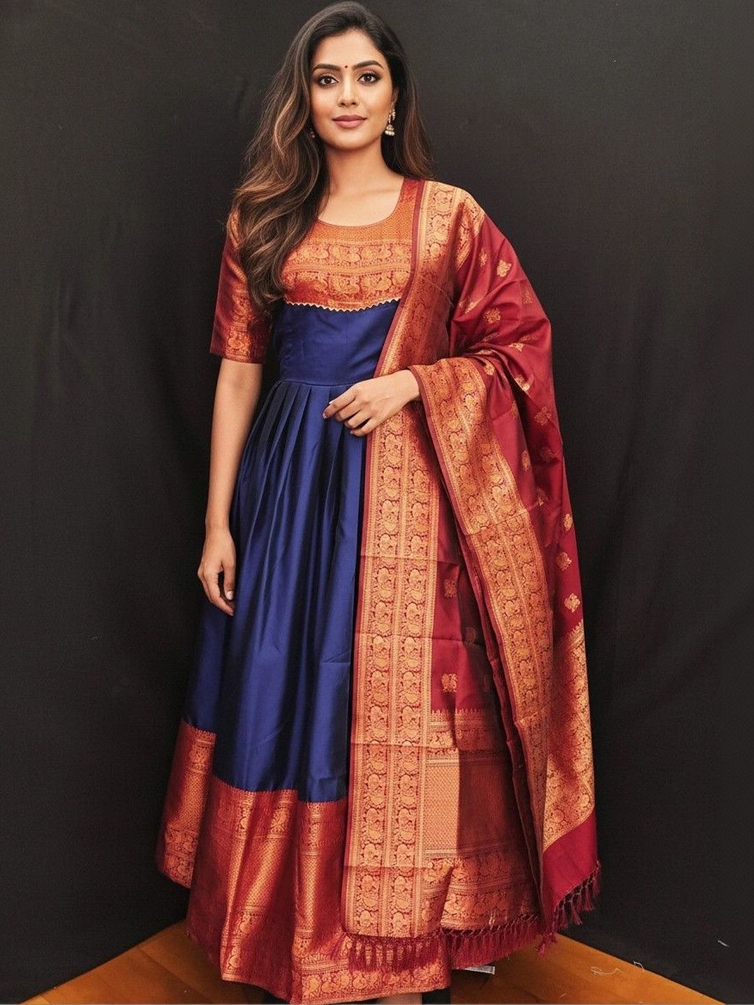 Kinjhit Fashion Woven Design A-Line Ethnic Dresses-picture-28