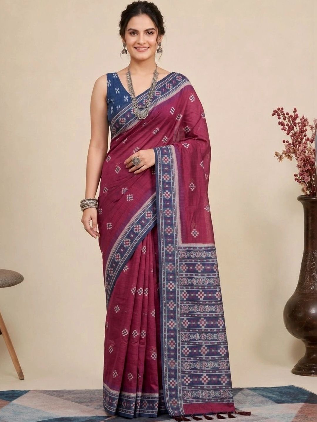 Anouk Woven Design Pure Cotton Ikat Saree-picture-39