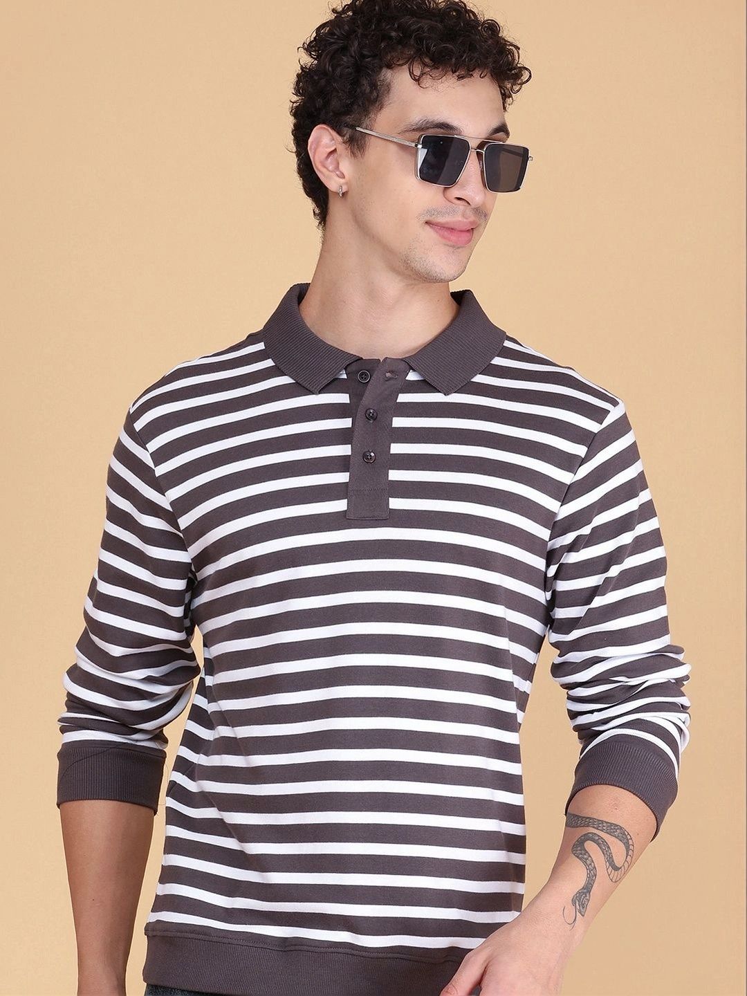 V-Mart Men Striped Polo Collar T-shirt-picture-30