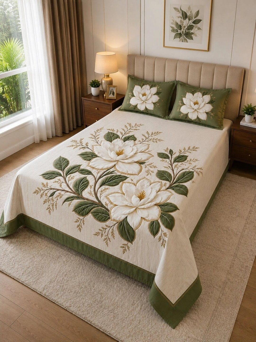 KIDS WONDERS White & Green Cartoon Characters 210 TC Bedsheet with 2 Pillow Covers-picture-21