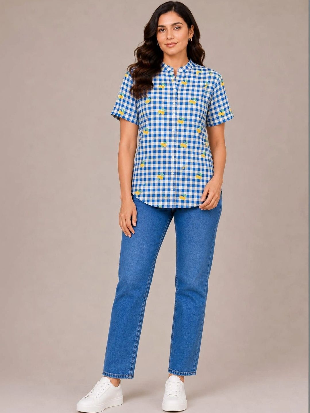 Rashmi Shree Creation Print Mandarin Collar Cotton Blend Top-picture-39