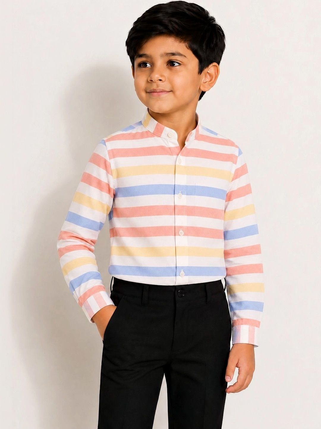 LABHKALA Boys Horizontal Stripes Striped Casual Shirt-picture-54