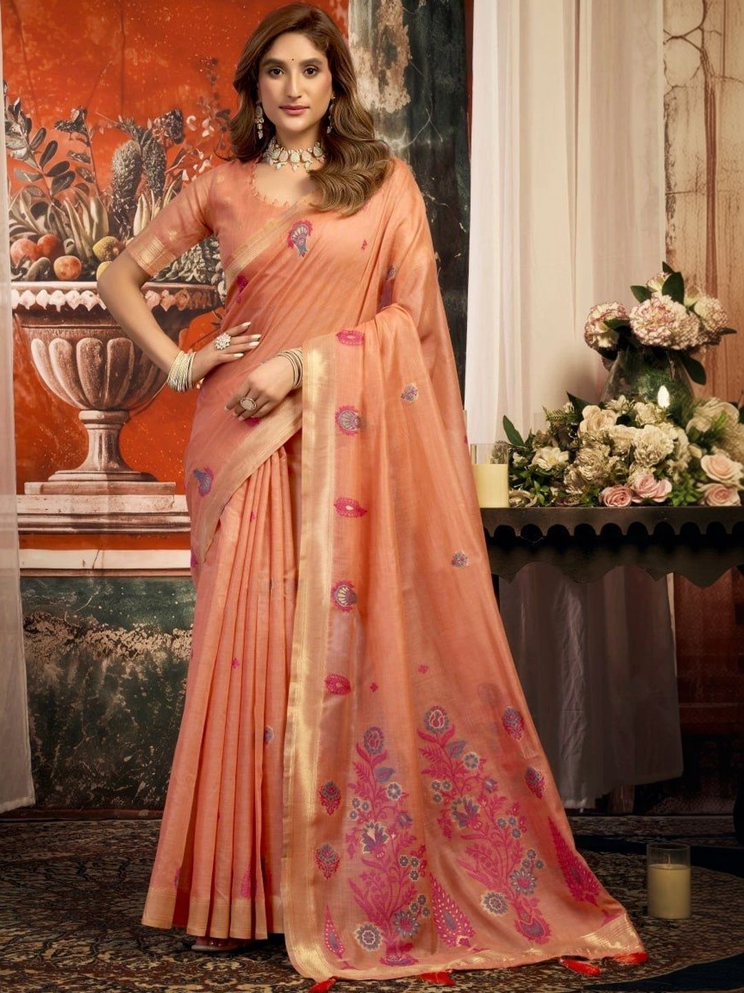 AD Saree Mall Floral Zari Silk Blend Designer Kanjeevaram Sarees-picture-57