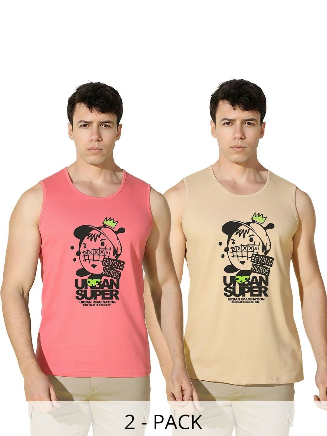 MINISTRY OF FRIENDS Pack of 2 Printed Cotton Tank-picture-36