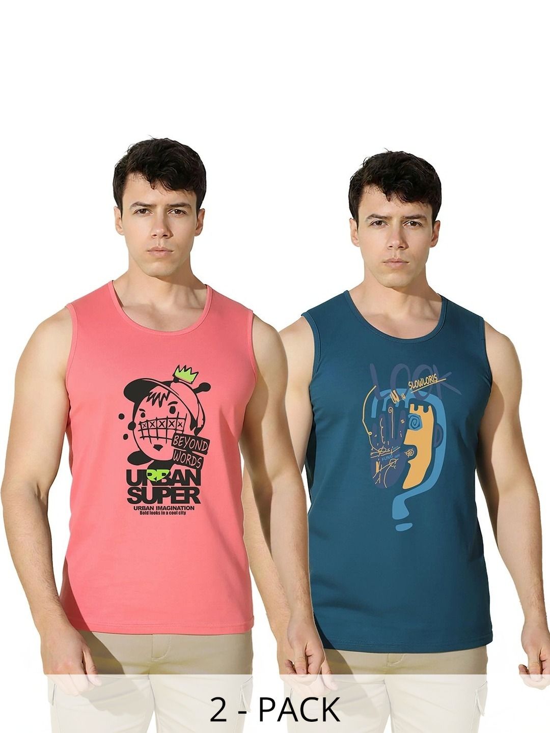 MINISTRY OF FRIENDS Pack of 2 Printed Cotton Tank-picture-18