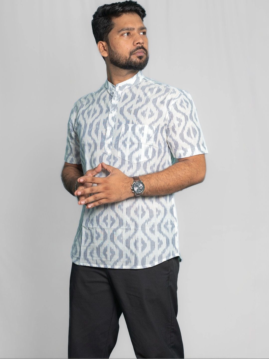 OdFab Men Geometric Printed Handloom Kurta-picture-25