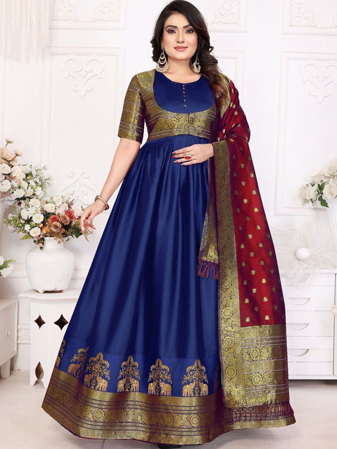 Kinjhit Fashion Woven Design A-Line Ethnic Dresses-picture-3