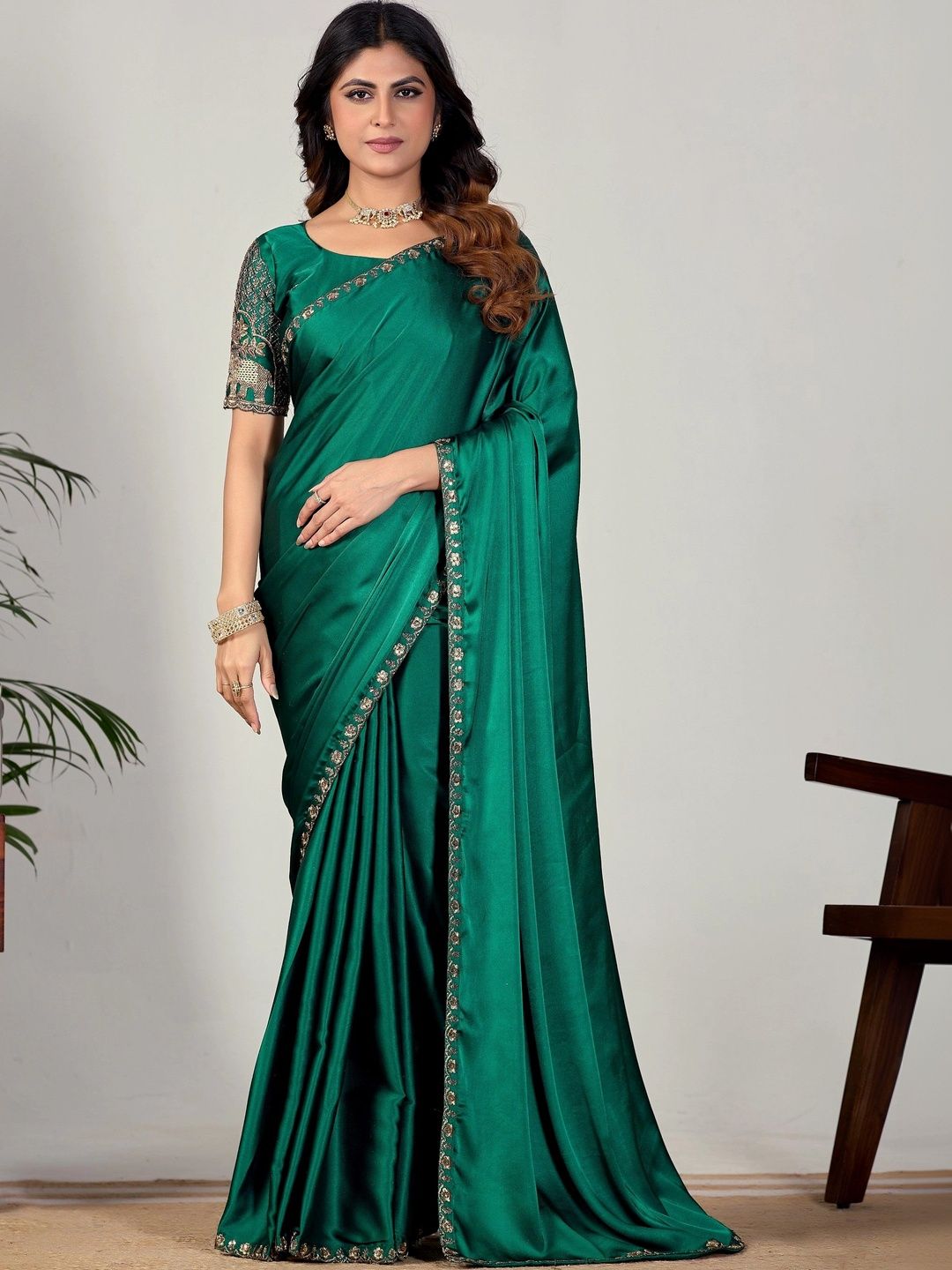 all about you Embroidered Satin Designer Saree-picture-8