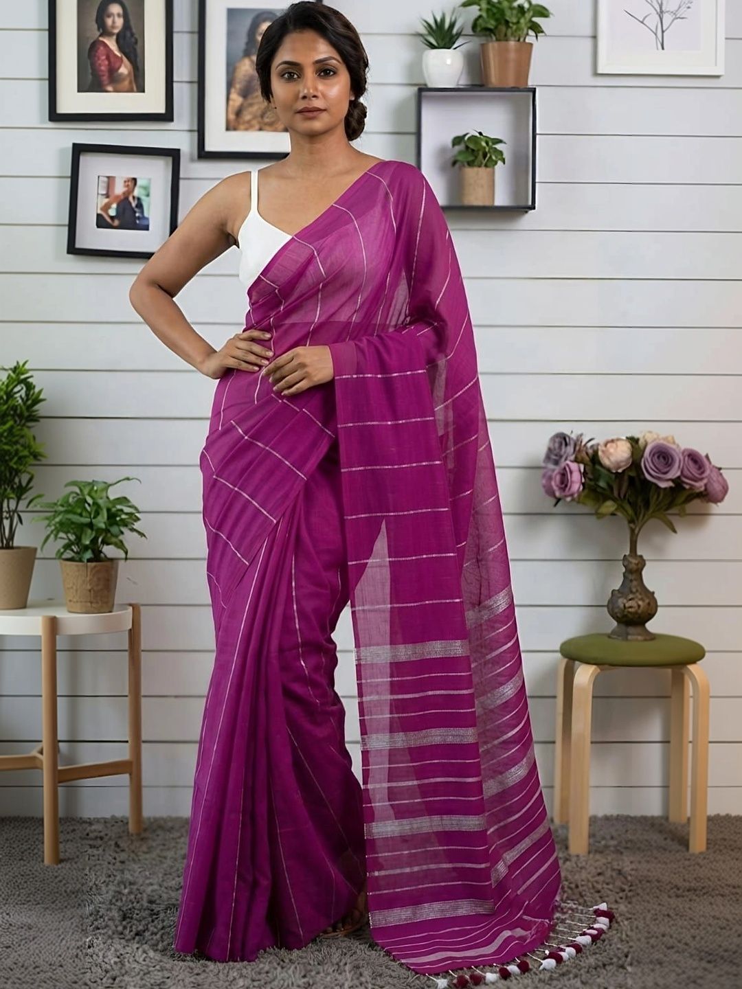 KALINI Striped Pure Cotton Khadi Saree-picture-20