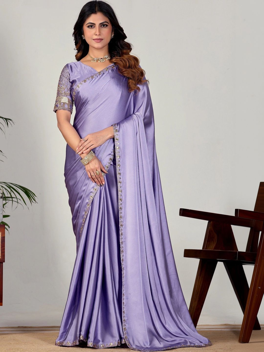 all about you Embroidered Satin Designer Saree-picture-47