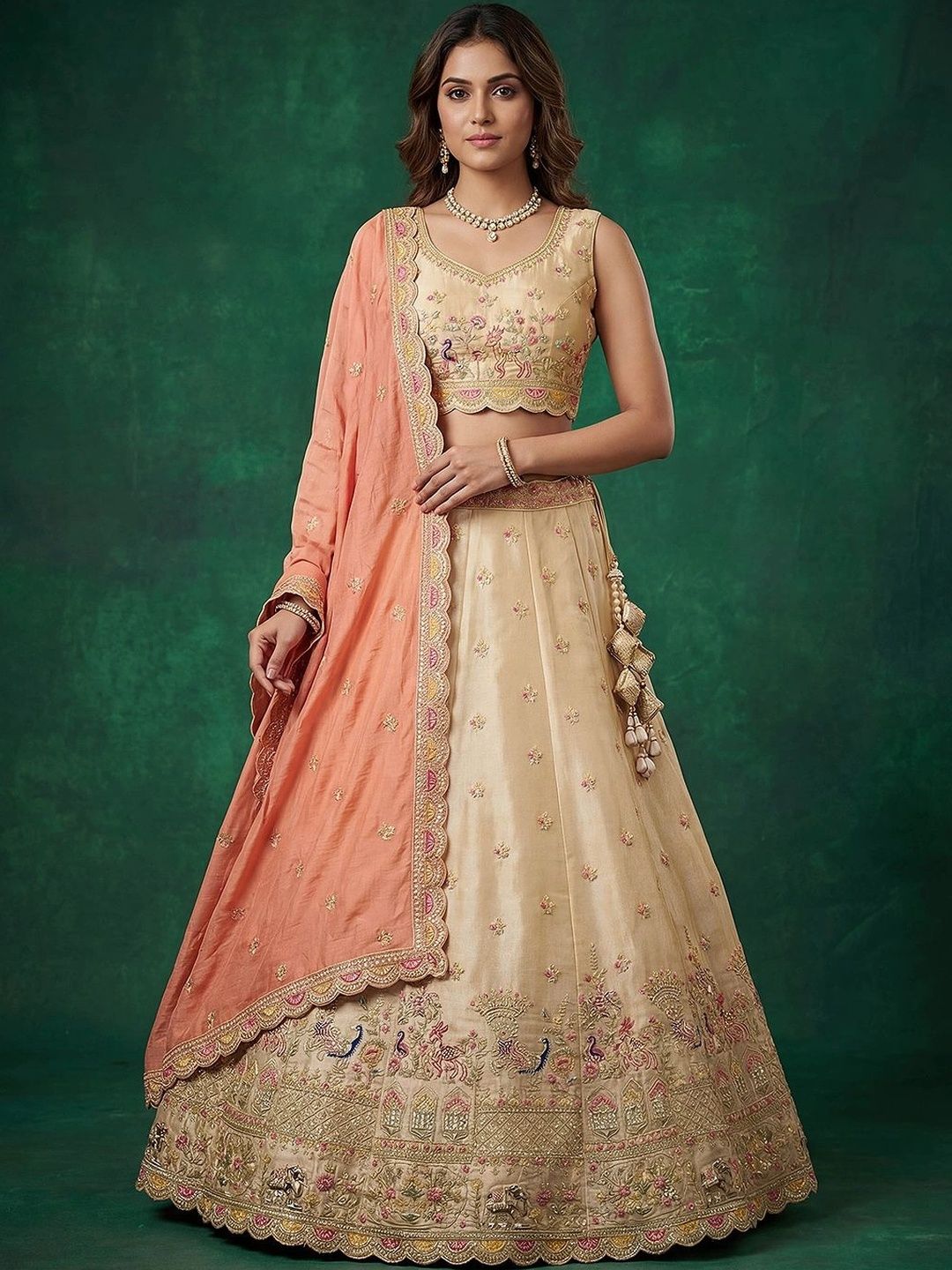 panchhi Embroidered Sequinned Semi-Stitched Lehenga & Blouse With Dupatta-picture-39