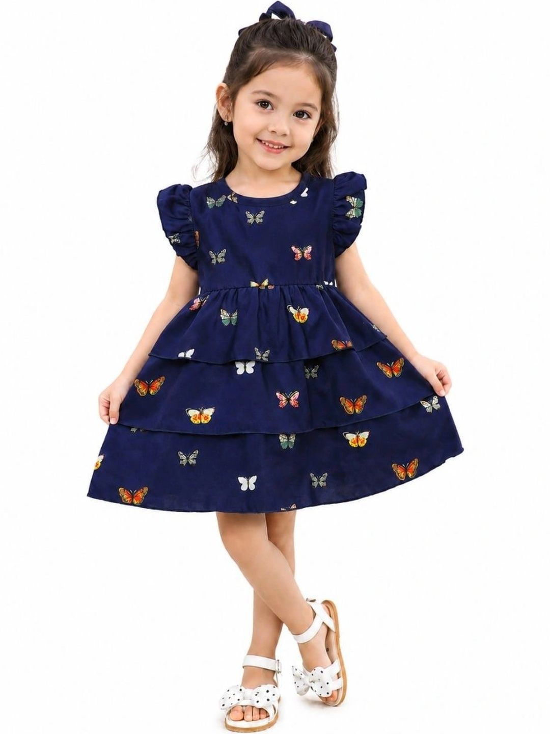 BAESD Bohemian Print Flutter Sleeve Ruffled A-Line Dress-picture-40