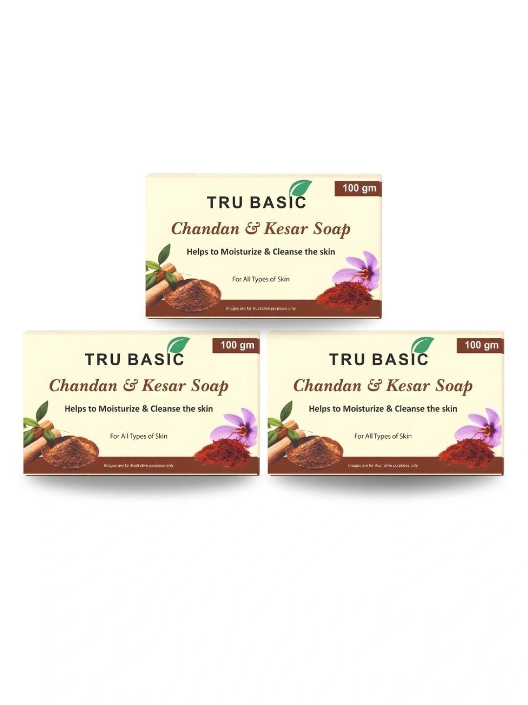Tru Basic Set Of 3 Chandan Kesar Soap - 100 g Each-picture-45