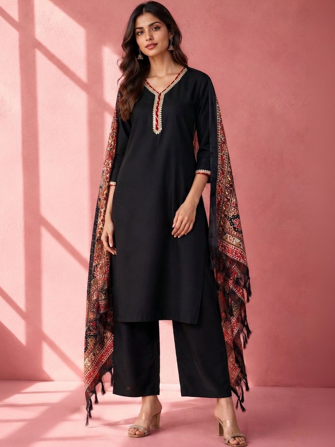 Anouk Women Ethnic Motifs Regular Gotta Patti Kurta with Palazzos & With Dupatta-image-37