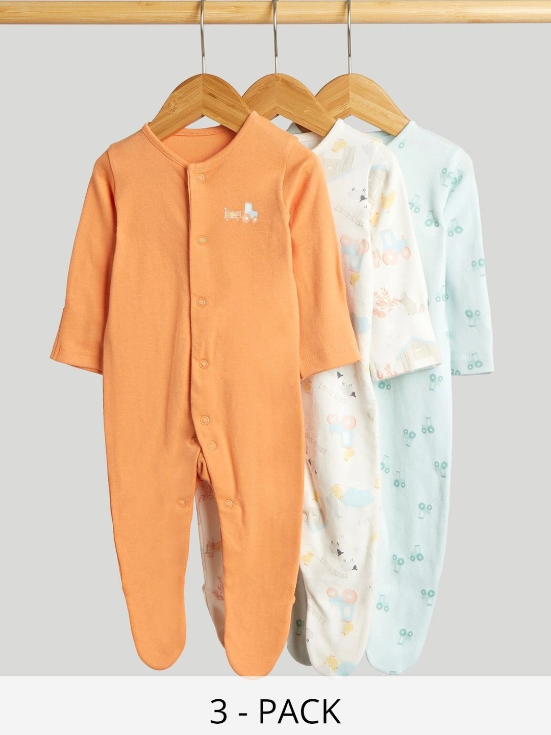 mothercare Boys Pack of 3 Printed Sleepsuit-picture-31