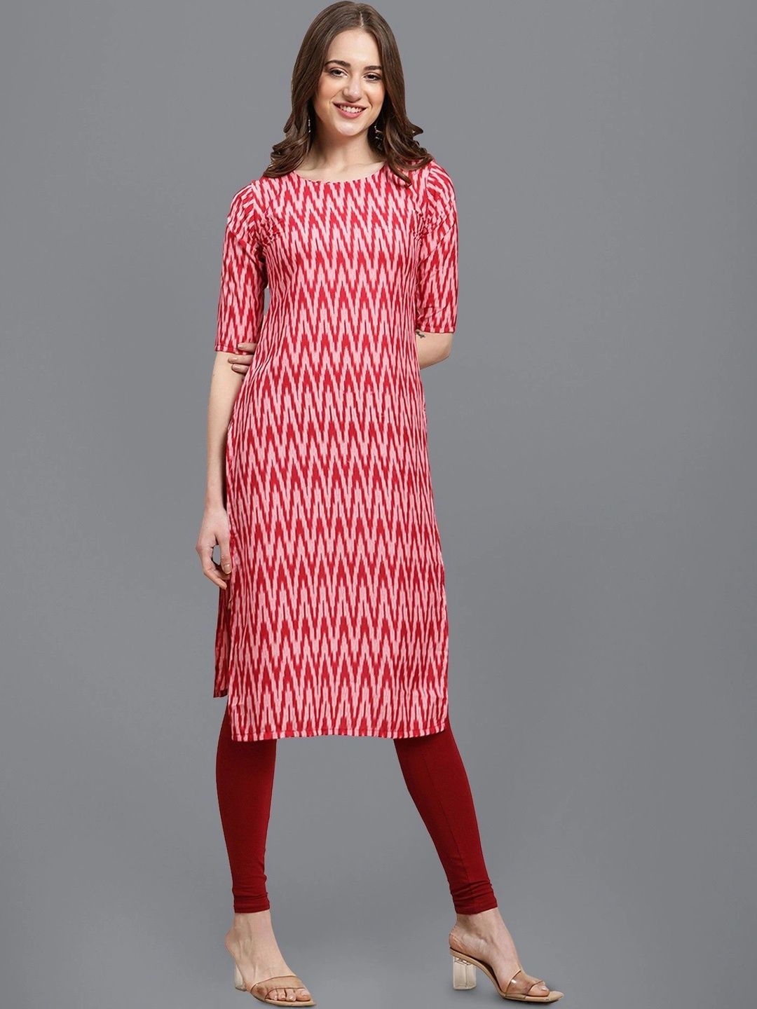 HERE&NOW Women Geometric Printed Crepe Kurta-picture-28