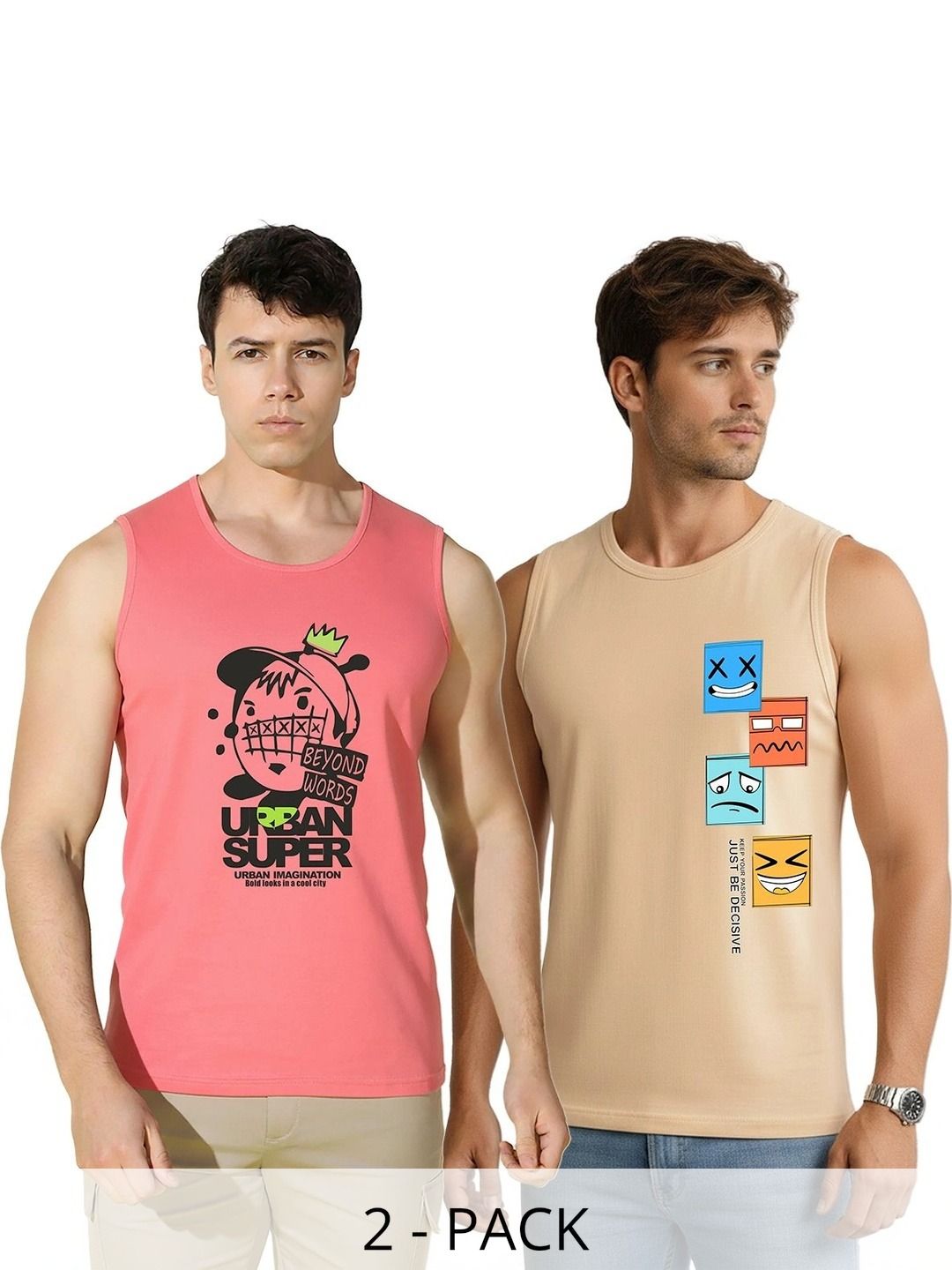 MINISTRY OF FRIENDS Pack of 2 Printed Cotton Tank-picture-30