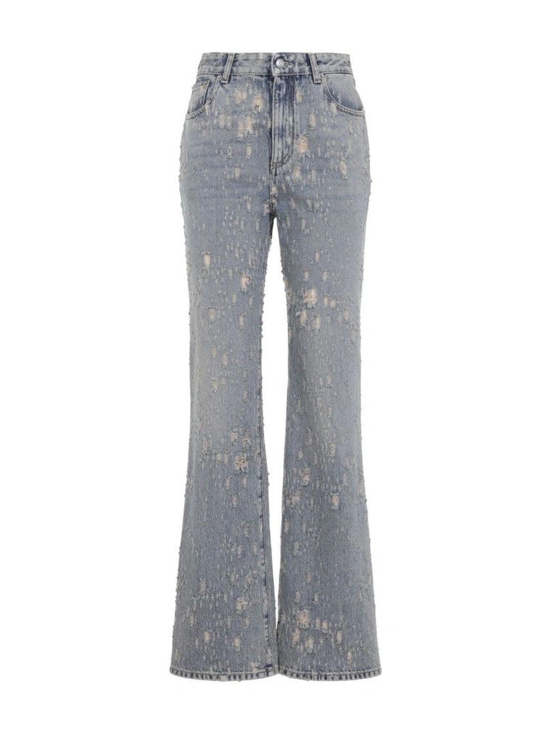 Alexander McQueen Women Flared High-Rise Highly Distressed Jeans-image-30