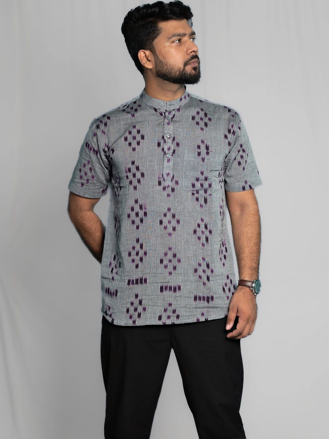 OdFab Men Indie Prints Handloom Kurta-picture-18
