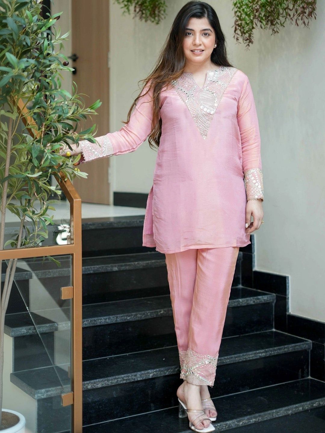 Tankori Women Regular Mirror Work Kurta with Trousers-picture-55