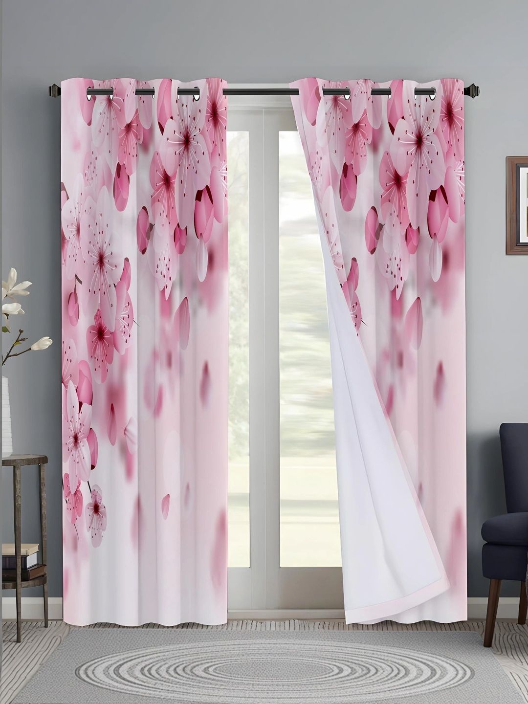CURTAINRY Pink Floral Long Door Curtain-picture-13