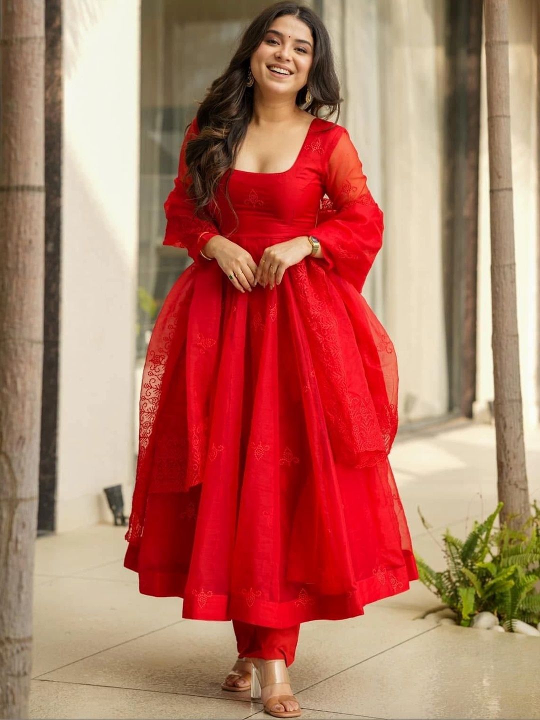 Tankori Women Ethnic Motifs Embroidered Empire Thread Work Kurta with Trousers & With Dupatta-picture-54