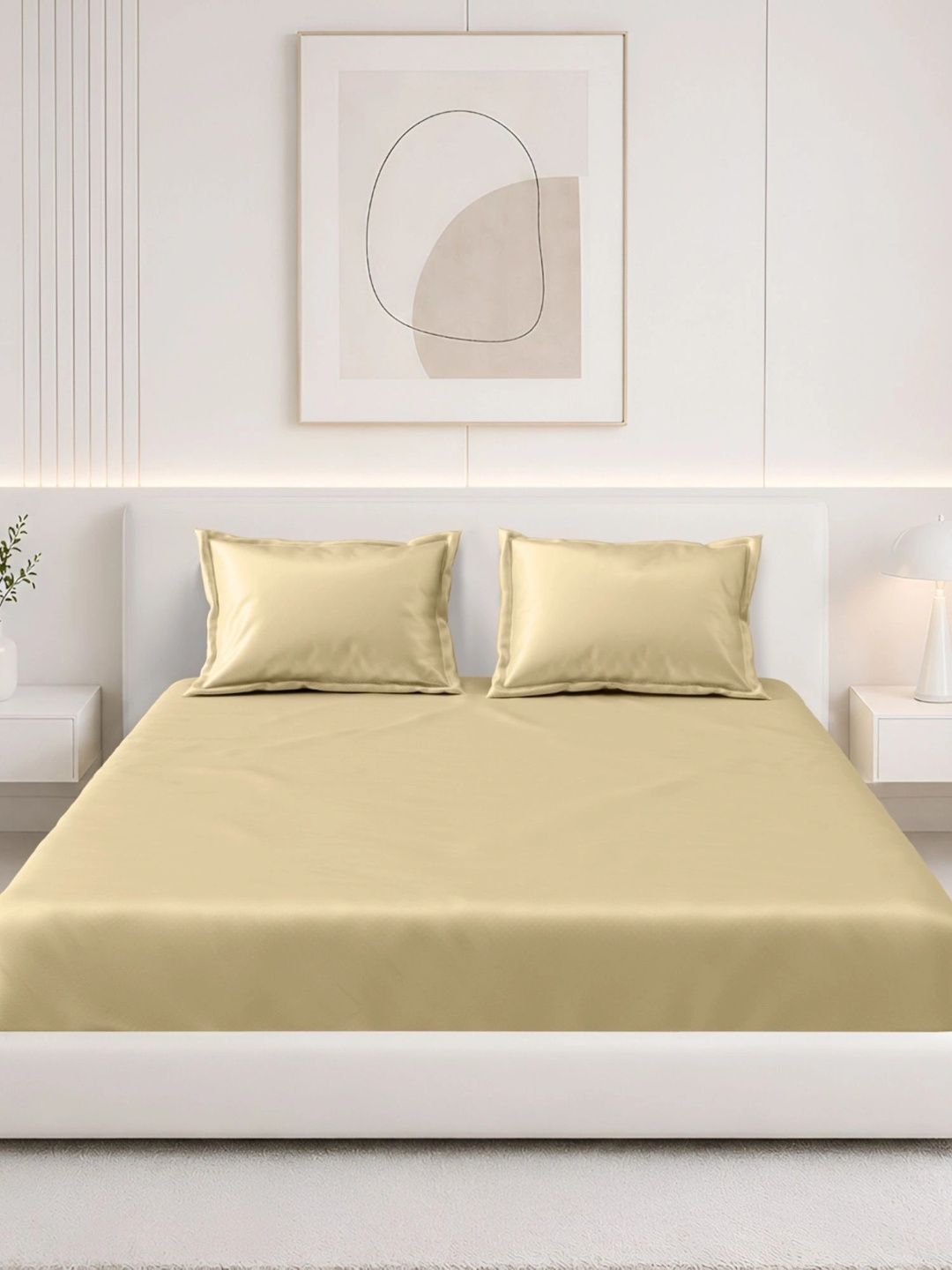 Homeful Style Gold-Toned 160 TC King Bedsheet with 2 Pillow Covers-image-15