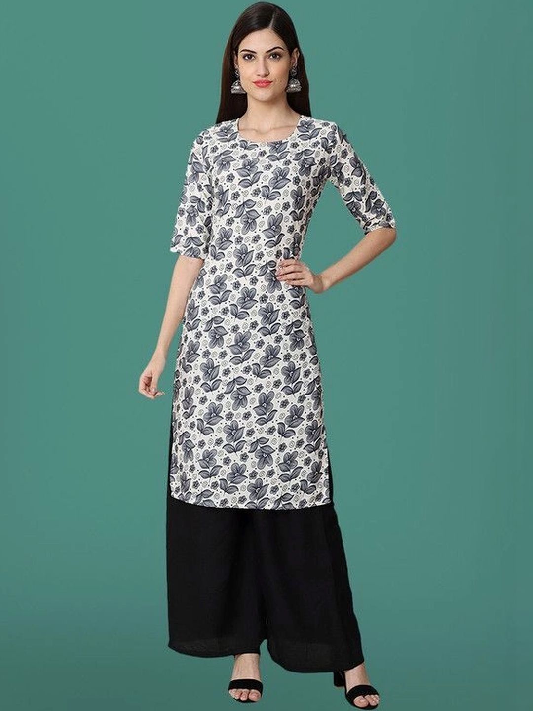 HERE&NOW Women Printed Floral Crepe Kurta-picture-49