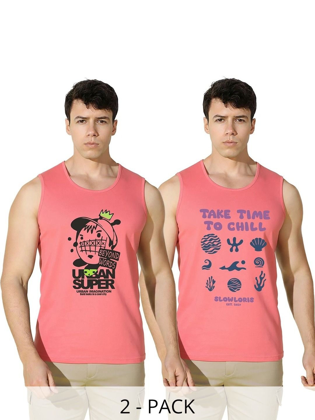 MINISTRY OF FRIENDS Pack of 2 Printed Cotton Gym Vest-picture-28