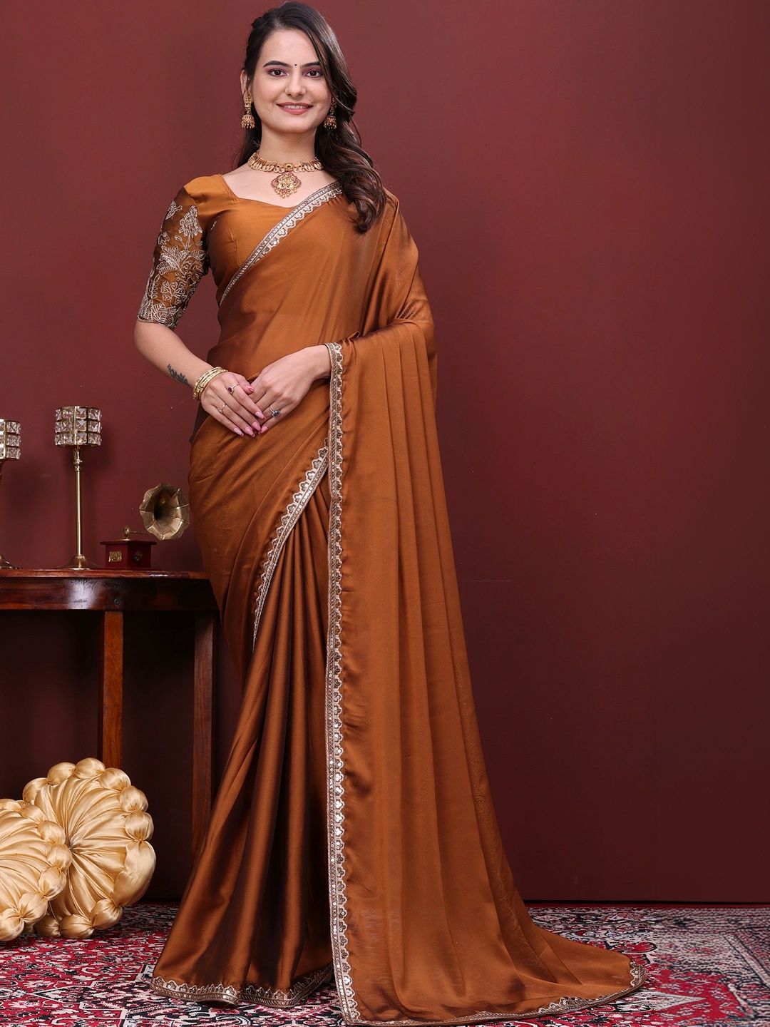 Mitera Embroidered Poly Chiffon Designer Saree-image-38