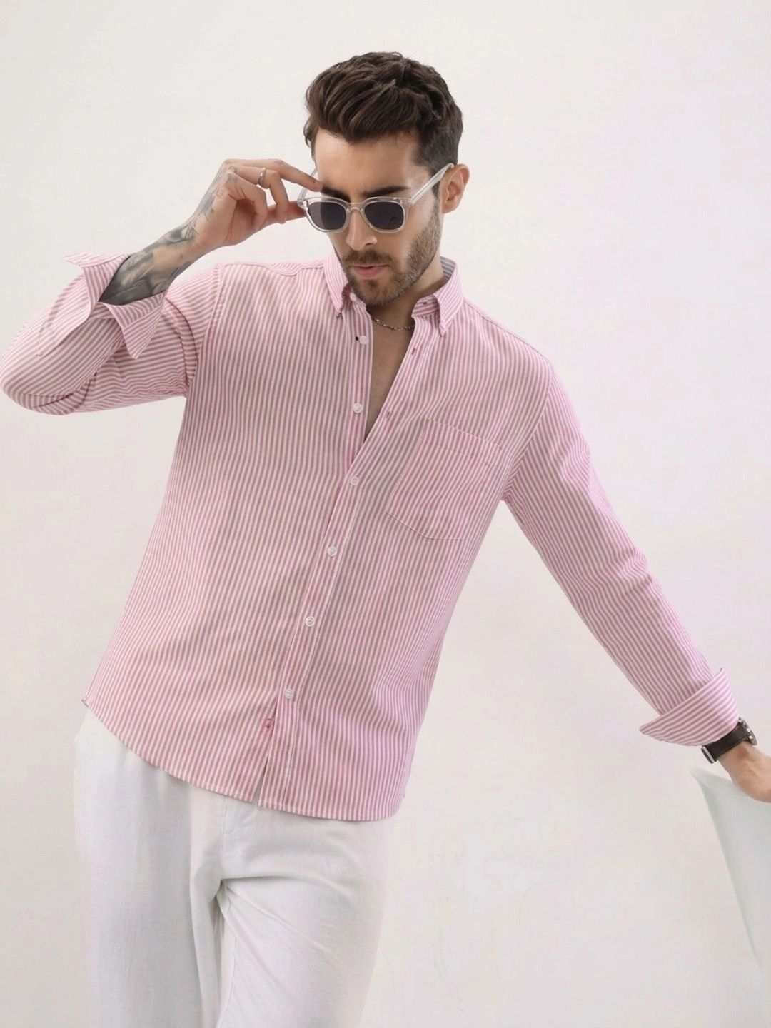 HENSHIKA Men Standard Slim Fit Striped Casual Shirt-picture-29