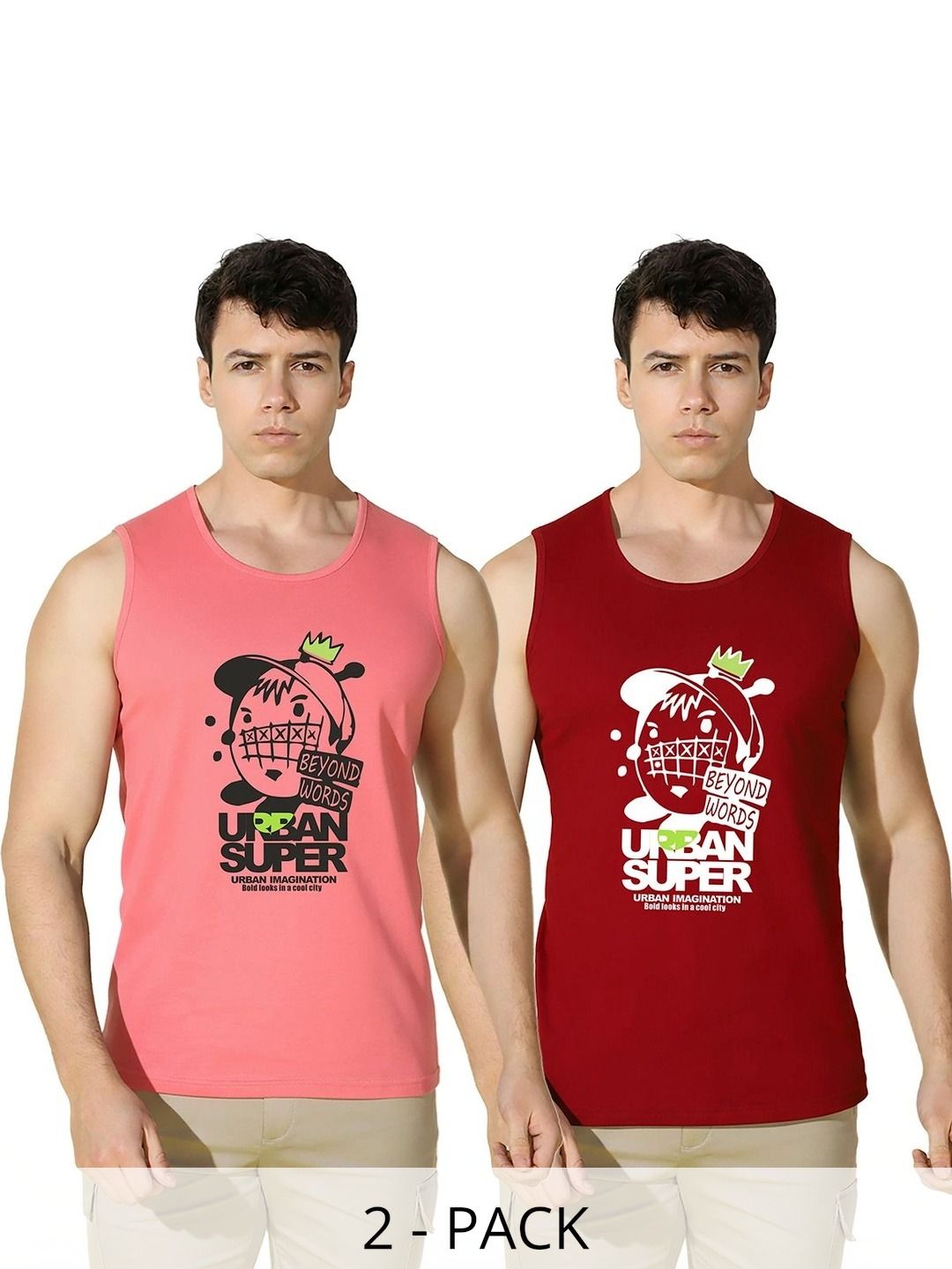 MINISTRY OF FRIENDS Pack of 2 Printed Cotton Tank-picture-46