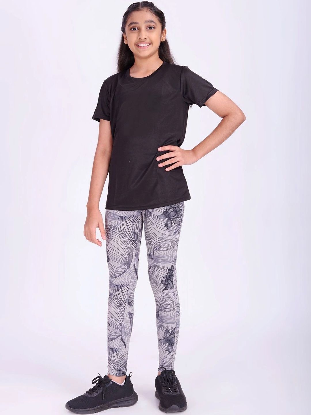 UMILDO Girls Printed 4-Way Stretchable Mid-Rise Ankle-Length Leggings-image-44