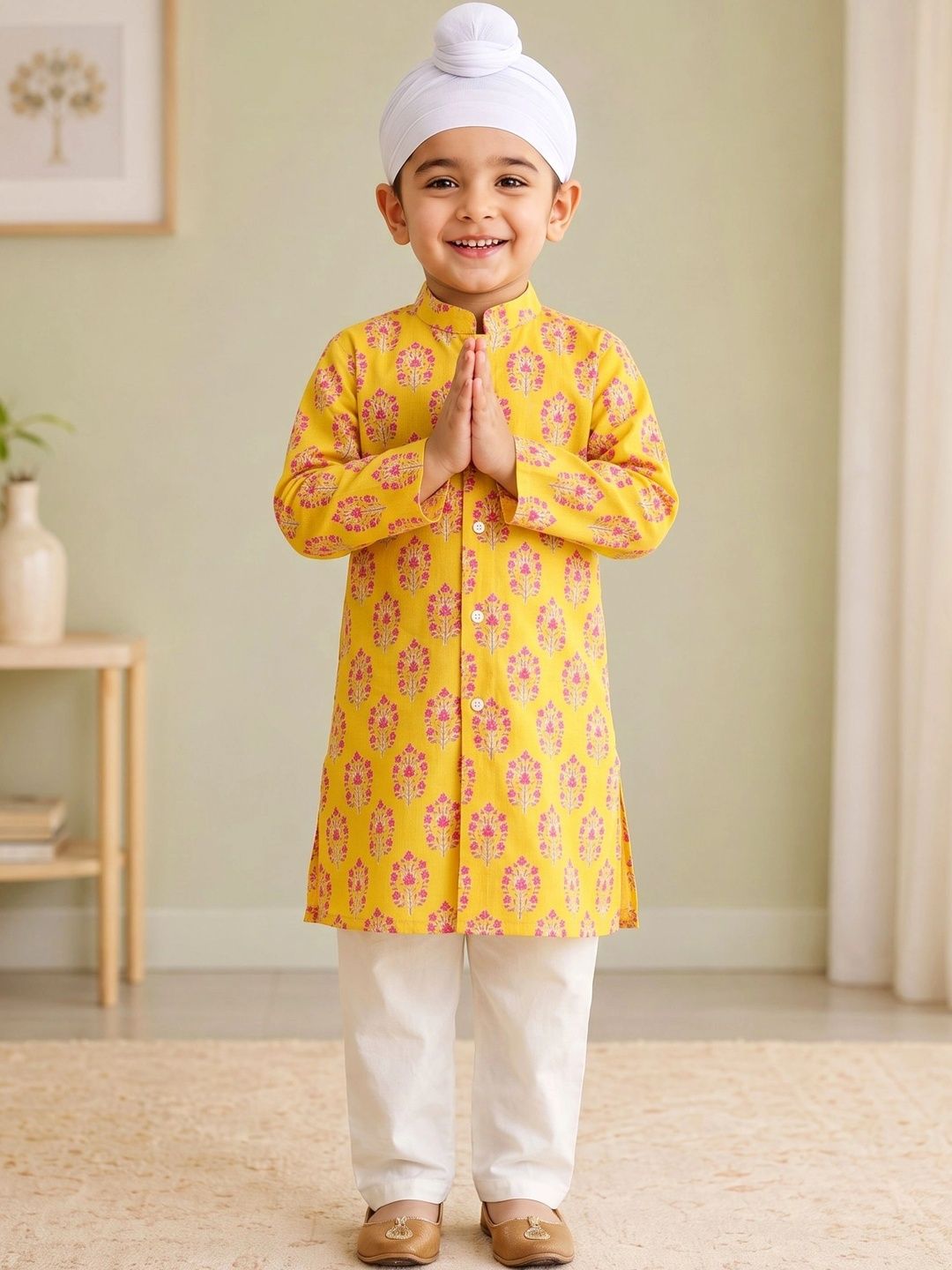 Campana Boys Floral Printed Regular Pure Cotton Kurta with Pyjamas-picture-11