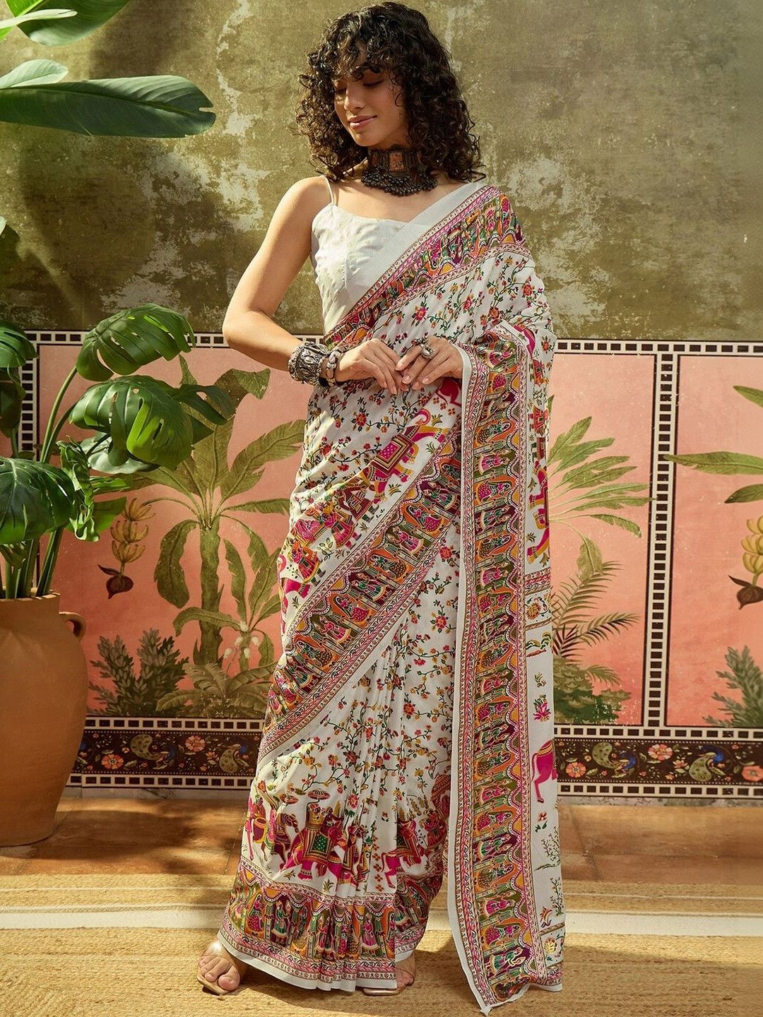 SAARA Ethnic Motifs Silk Blend Saree-image-17