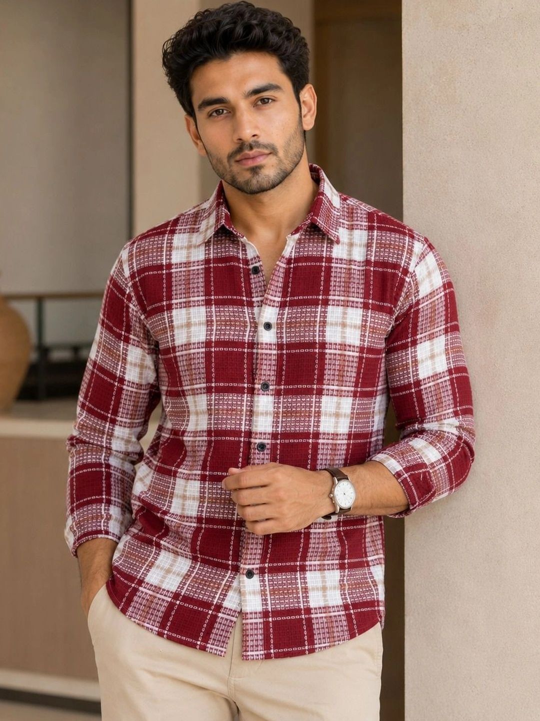 TUSHREE BOUTIQUE Men Classic Tartan Checks Checked Casual Shirt-picture-56