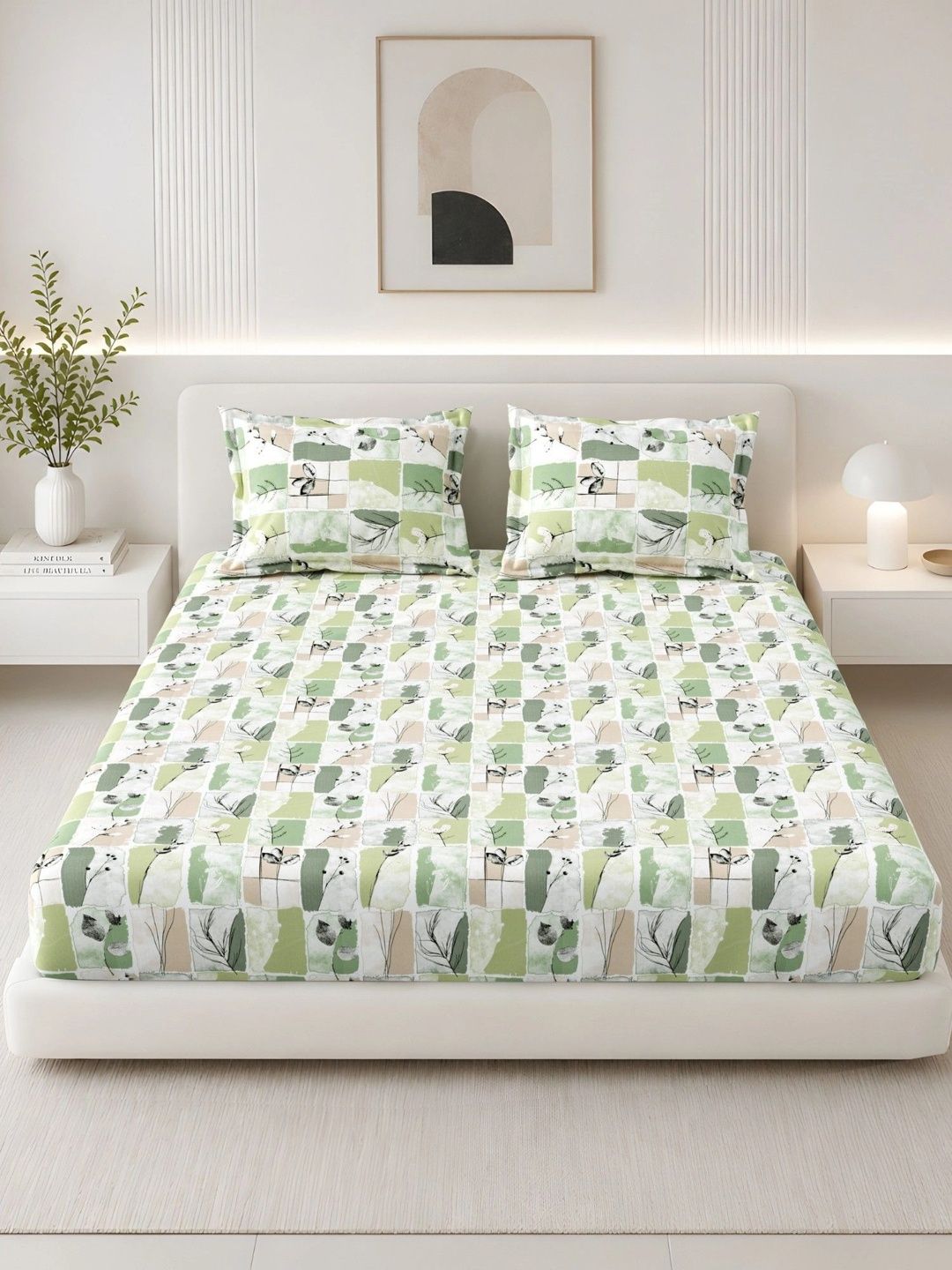 Homeful Style Green Floral 180 TC King Bedsheet with 2 Pillow Covers-image-7