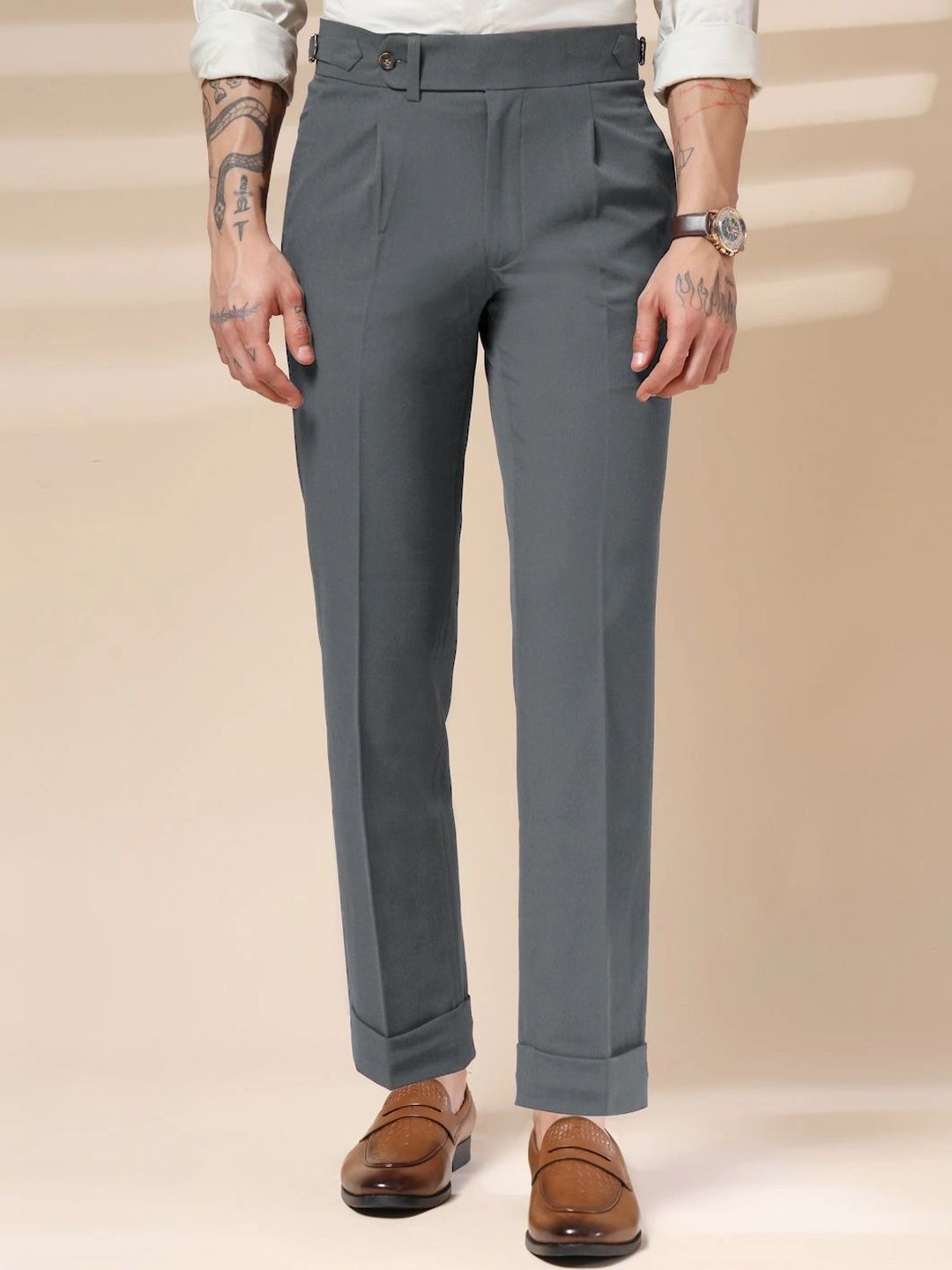 Italian Vega Men High-Rise Wrinkle Free Pleated Trousers-picture-58