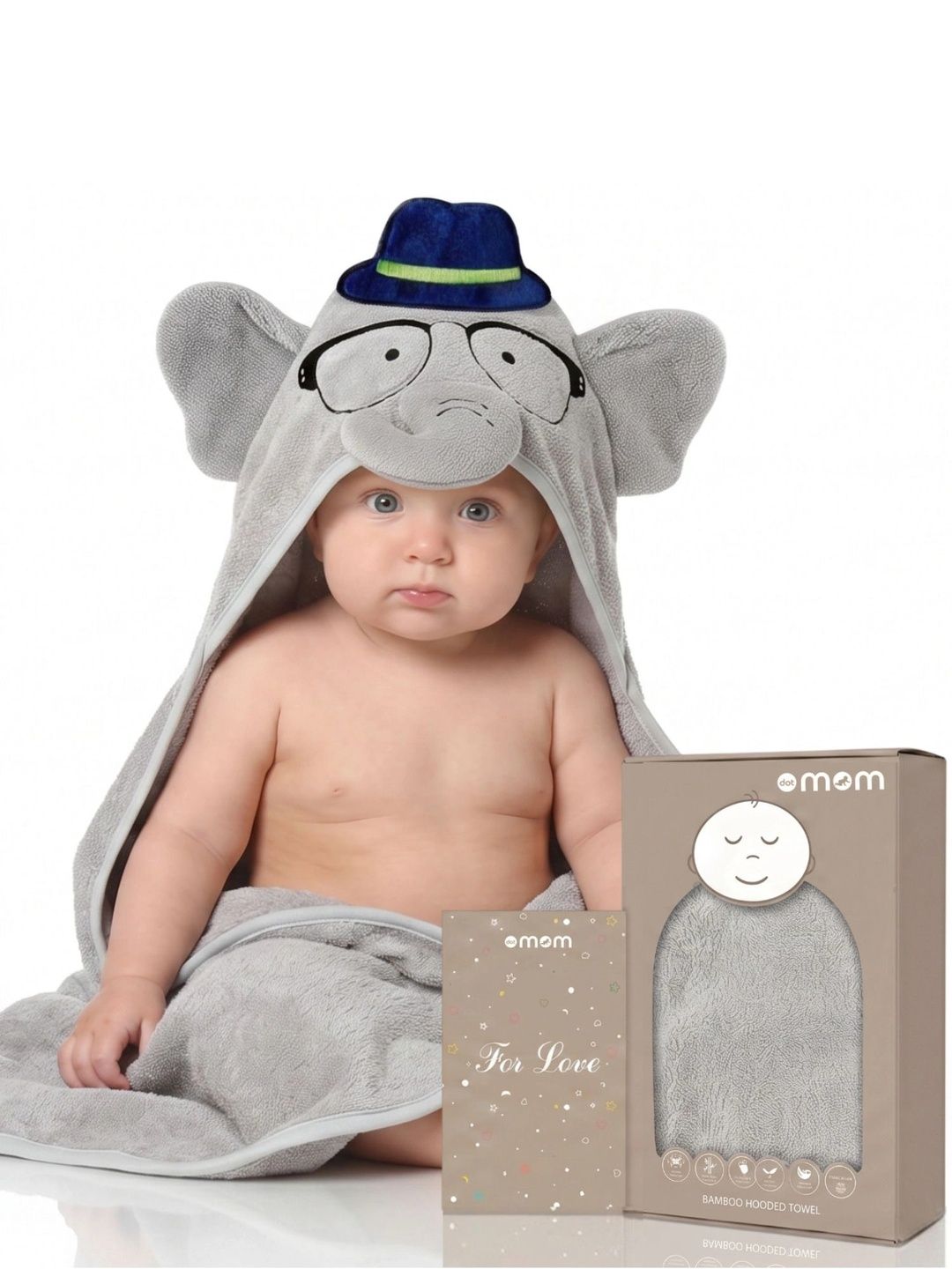 DOTMOM Grey 1 Printed Bamboo 500 GSM Bath Towel-image-10