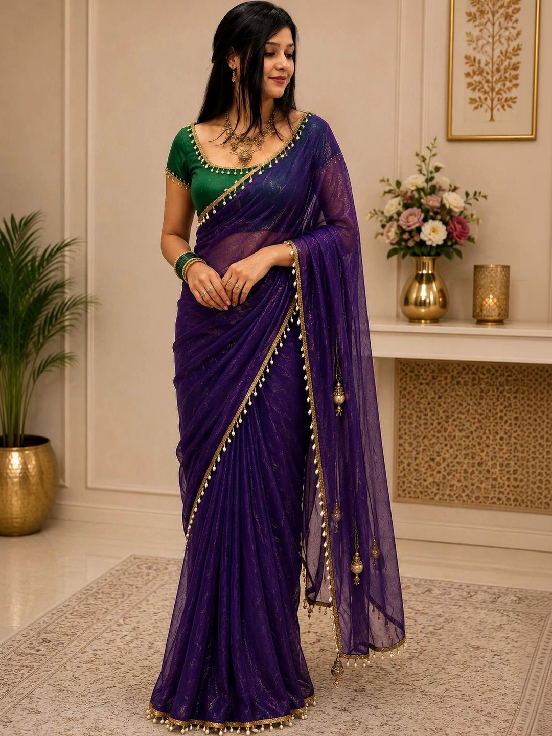 Lapetiya Clothing Zari Tissue Designer Tussar Saree-image-12